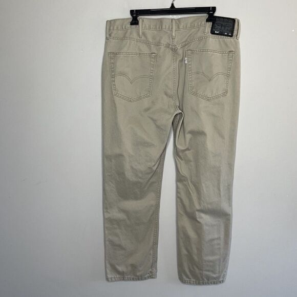 LEVIS Beige Jeans Mens 38 x 30 Straight-Leg Regular-Fit Denim Beige Stretch - Picture 3 of 7